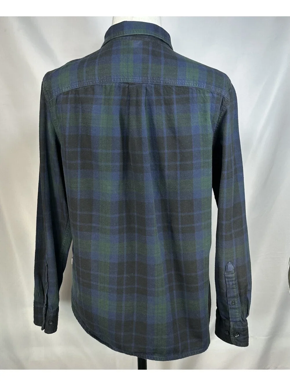 North Face Pocketed Plaid Button Up Shirt Green/Blue Mens M